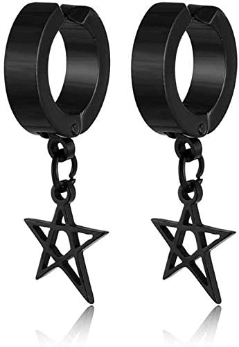 Halawly Men's Clip On Earrings Stainless Steel Hoop Earrings For Women, Black Silver Gold Plated Stud Geometric Huggie Star Cross Lightning Piercing Earrings Set Punk Jewelry Unisex For Women #TOP8