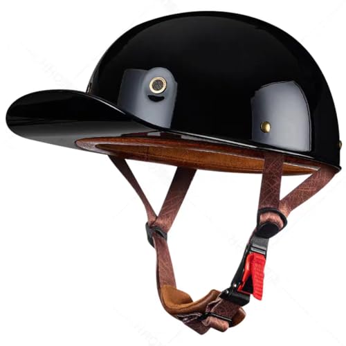 Image of Baseball Motorcycle Half Helmet DOT Approved for Adults Universal Hat Style Helmet with Adjustable Quick Release Buckle Fits Bicycle Cruiser Scooter