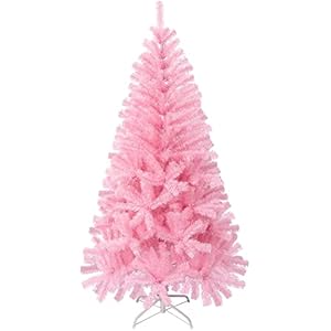 4FT Artificial Christmas Tree, Xmas Pine Tree with Metal Christmas Tree Stand,Pink Christmas Tree for Holiday, Home…