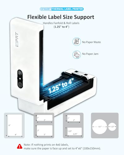 Image of Bluetooth Thermal Shipping Label Printer, 4x6 Wireless High-Speed Label Printers for Small Business, Compatible with Android, iPhone, Windows & Mac, Widely Used for Tiktok, Shopify, USPS, SP460BT
