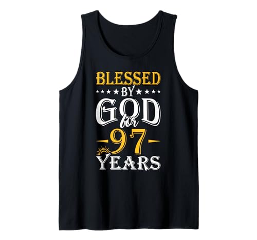 Vintage Blessed By God For 97 Years Old 97th Birthday Party Camiseta sin Mangas
