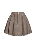 MakeMeChic Women's Houndstooth Plaid Pleated Mini Skirt A Line Y2K Preppy Skirts Coffee Brown Small