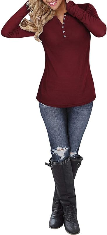 Image of Women's Regular Fit Pure Cotton Top - Elegant V-Neck with Mandarin Collar, Button-Front Design, Full Sleeves, Soft & Breathable Fabric for Stylish Casual Wear