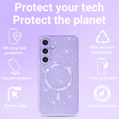 Svanove Glitter Case for Samsung Galaxy S24/ S25 Phone Case Magnetic Compatible with Magsafe Cute, Sparkle Bling Shiny Sparkly Girly Aesthetic Hard Glittery Cover for Women Girl, Purple Lavender Lilac by Svanove - Used condition - Image 5