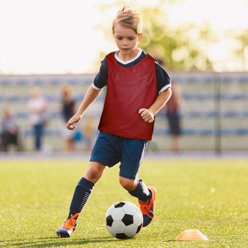 AUYAO Fussballtraining Leibchen Fubball Kinder 6 Set Herren Mesh Trimmage Trainingsleibchen Fußball Trainingsweste Sport Markierungshemd Damen Westen Fussball Volleyball Basketball Teamtraining M,Rot