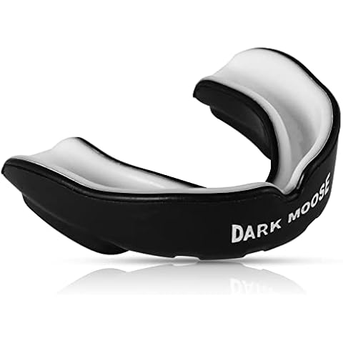 Dark Moose Mouth Guard Gum Shield Fit Adult Senior Junior Kids Youth with Case For Boxing, MMA, Rugby, Muay Thai, Hockey, Judo, Karate Martial Arts all Contact Sports (Senior, Black) Cover