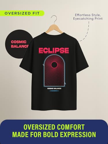 Image of Nobero Men's Oversized Graphic T-Shirt for Men | Soft Cotton | Drop Shoulder Relaxed Fit | Printed Casual Tshirt for Men
