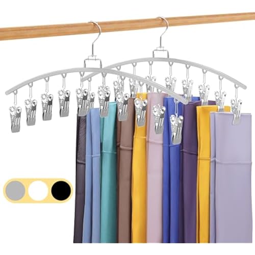 2 Pack Legging Organizer for Closet 360° Swivel, Metal Gym Clothes Organizer w/20 Clips Holds 20 Leggings, Hangers Space Saving, Closet Organizers and Storage, Room Organization Essentials, Grey