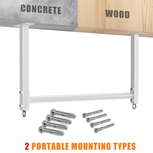 HWOOUSA Ceiling Mounted Pull Up Bar, 3 Adjustable Heavy Duty Pull Up Bars, 16"/24" Rafter Chin Up Bar, Ceiling Joist for Garage/Gym/Basement with Comfortable Grip & Round Anchors, Heavy Duty 700 LBS,White by HWOOUSA - Image 6
