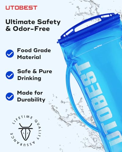 Image of UTOBEST Hydration Bladder Water Bladder for Hiking Backpack UTR201 | PEVA,BPA Free,Leakproof,High Flow Bite Valve, Easy Use and Cleaning, for Hiking,Running,Cycling,Camping