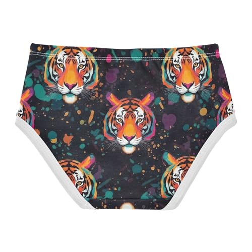Toddlers Underwear Floral 2t Cotton Little Girl Panties Bright Undies Kids Briefs Vibrant Watercolor Tigers Black2