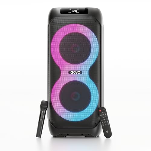 Image of GOVO Goloud 980 with 160W Party Speaker with Wireless Mic, Up to 6 hrs Playtime, TWS Mode, Bluetooth v5.3, AUX Port, & USB (Platinum Black)