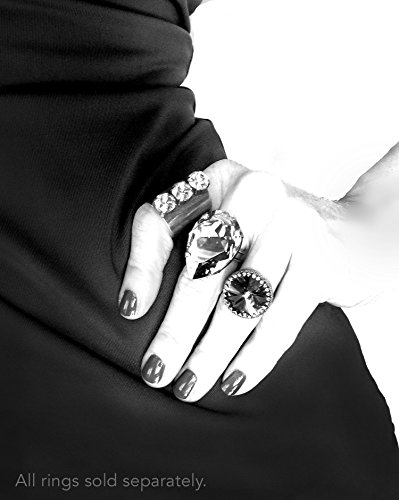 image for Shy Siren Jewelry Large Goth Teardrop Crystal Cocktail Ring with Silve