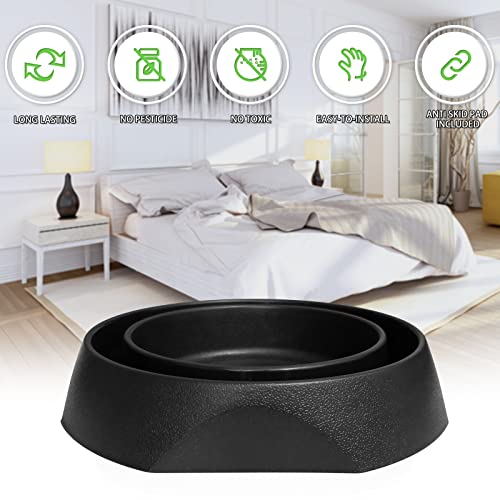 Bed Bug Interceptors with Anti Skid Pads | Bed Bug Traps and Detectors for Bed (Black-8 Pcs)