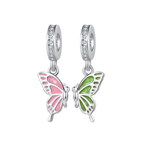 Abalorio de mariposa para madre e hija de plata compatible con pulsera Pandora 6