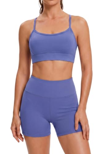 Womens 2 Piece Workout Sets Yoga Gym Outfits Biker Short Matching Set