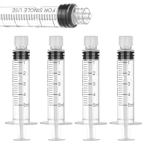 5 ml Luer Lock Syringe for Liquids Syringe with Cap 30 Pack Individually Wrapped