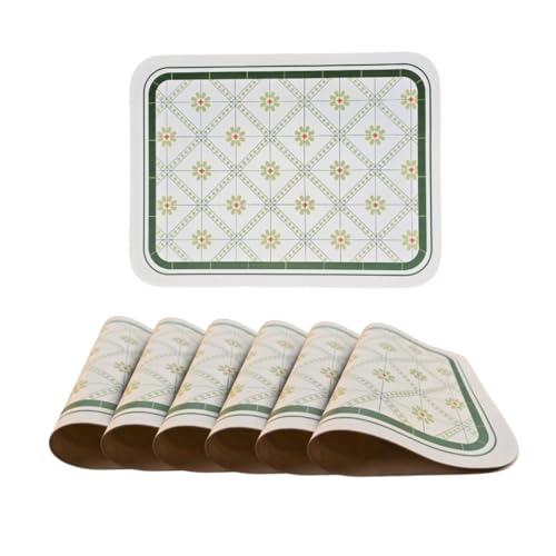 Image of Faux Leather Dining Table Placemats | Heat Insulation & Stain Resistant Waterproof Non Slip Dinner Table Mats | Perfect for Home, Kitchen, Restaurant, Office (Sage Green, Set of 6)