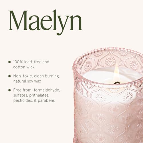 LA JOLIE MUSE Santal Rose Scented Candle &ndash; Saffron, Rose & Leather | 6 oz Natural Soy Wax | 40 Hours Clean Burn | Self Care Gifts for Women | Elegant Home Decor