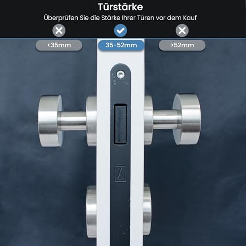 Sempro Türknauf Set Rund-R2 Drehbares Paar mit PZ-Rosetten V2A Edelstahl (SUS304) Matt Gebürstet