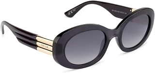 opium Oval Sunglasses for Women |Grey Uv Protection Lenses | Full Rim Frame (Black) Price In India