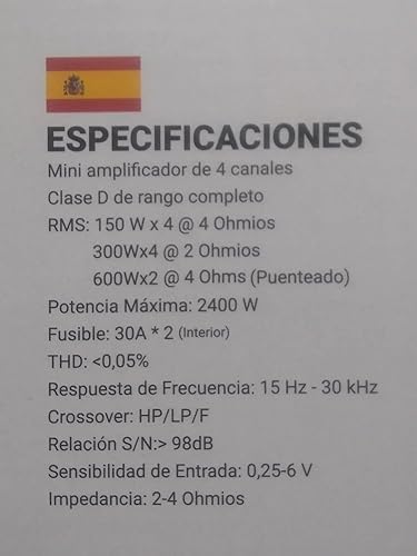 TREO NANOHD4 Mini Amplifier specifications sheet in Spanish
