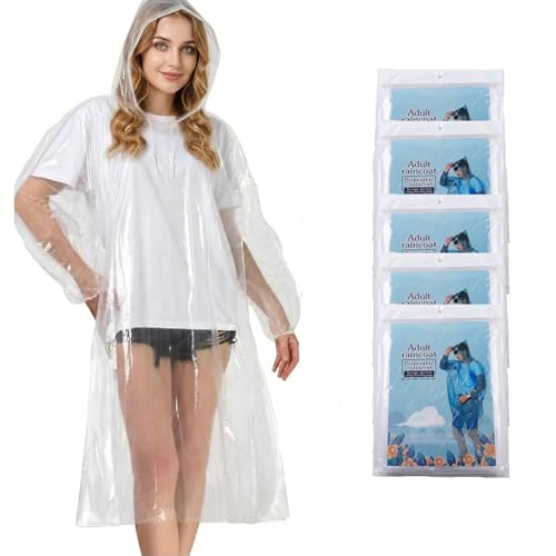 HOMAVEL Lot de 5 Ponchos de Pluie Transparents Adultes - Imperméable Coupe du Monde 2026, Manteau de Pluie Unisexe avec Capuche pour Stade, Football,...