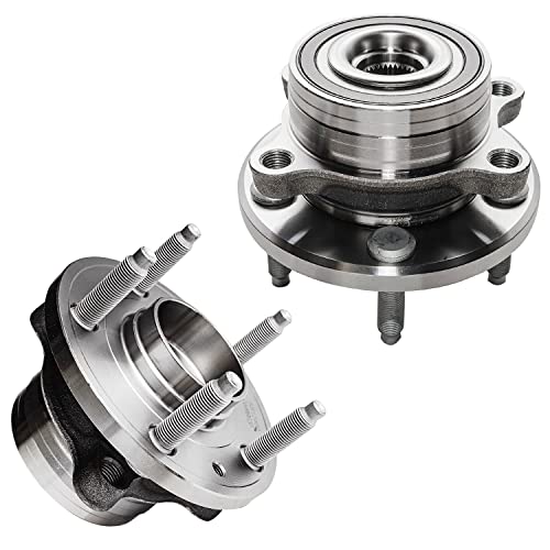 Image of Detroit Axle - Front Brake Kit for Ford Explorer 11-19, Drilled and Slotted | Disc Brake Rotors Ceramic Brake Pads Wheel Bearing Hubs Assembly 2012 2013 2014 2015 2016 2017 2018 Replacement