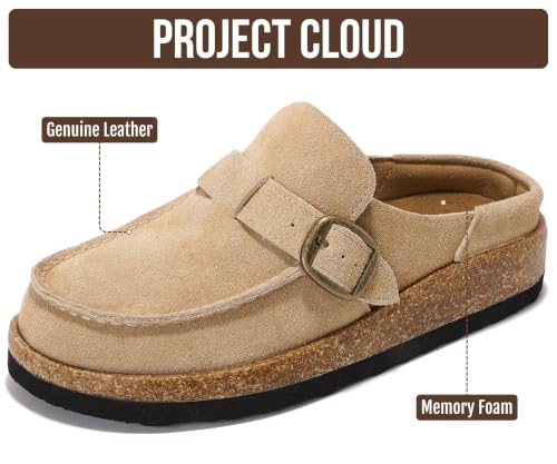 Image of Project Cloud 100% Genuine Leather Moccasin Style Clogs for Women - Memory Foam and Water Resistant Mules Slip On Non-Slip and Durable Clogs Casual Shoes for Women Footwear (Carline)