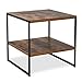 HOMFA Industrial End Table, 20 Inch Square Side Table Night Stand Coffee Table with 2-Tier Storage Shelf Wood Look Accent Furniture, Sturdy and Easy Assembly-Rustic Brown
