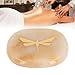 Thumb Worry Stone, Gold Dragonfly Carving Healing Crystal Quartz Palm Stone Meditation Gift for Reiki Meditation Balancing (Type 1)