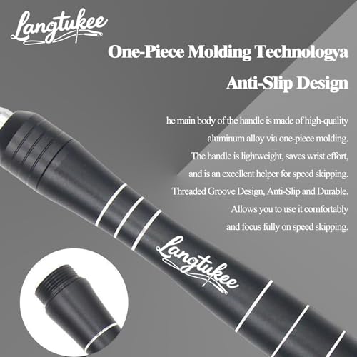 LANGETUKEE Speed Jump Rope - Professional Aluminum Alloy Skipping Rope with 360° Bearings - Adjustable 4mm Steel Cable for Double Unders, Boxing, MMA, HIIT & Cardio Training - Anti-Slip Grip - Image 5