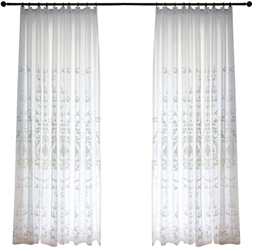 Estilo Europeo Ventana Visillos Salon Cortinas Panel, Cortinas Visillos Cortina Translucidas con Ojales (Color : Blanco, Talla : 200x270cm(79x106inch)) Cover