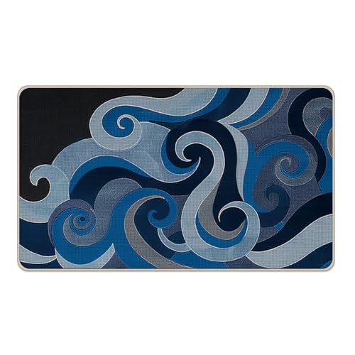 Livcoz Abstract Sea Wave Welcome Front Door Mat, Coastal Beach Ocean Decorative Doormat Non-Slip Floor Entryway Rug, Nautical Low Profile Indoor Outdoor Home Kitchen Decoration 17x29 Inches