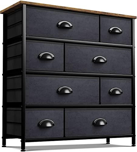 Sorbus Dresser For Bedroom With 8 Drawers - Tall Chest Storage Tower Unit, For Closet, Hallway, Nursery, Entryway Organization - Steel Frame, Wood Top (Wood/Black) #TOP9