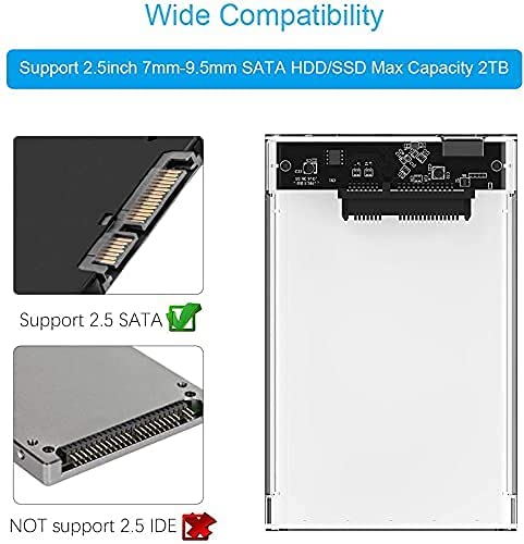 Image of USB 2.0 2.5 Inch SATA to USB External Hard Drive Enclosure HDD / SSD, Transparent Hard Disk Box Enclosure (Pack of 1) DF5