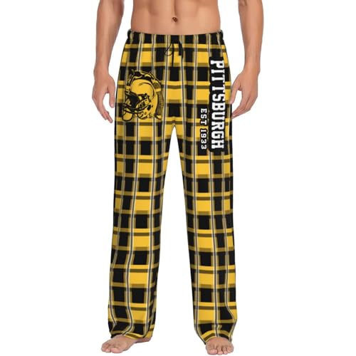 LAEMOYOY Pittsburgh Mens Pajama Pants - Ultra Soft Plaid Sleep & Lounge Pants with Pockets & Drawstring Waist Lightweight Comfort Fit