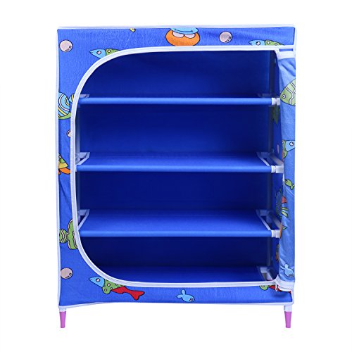 Image of Little One's | 4 Shelves Baby Foldable Wardrobe | Aquatic Blue (Made in India)