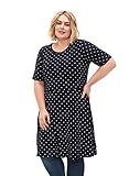 Schnitt in der Taille Zizzi Damen Große Größen Kleid Kurze Ärmel Baumwolle Gr 42-44 Night Sky Dot