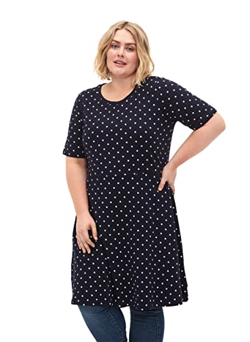 Zizzi Damen Große Größen Kleid Kurze Ärmel Baumwolle Gr 46-48 Night Sky...