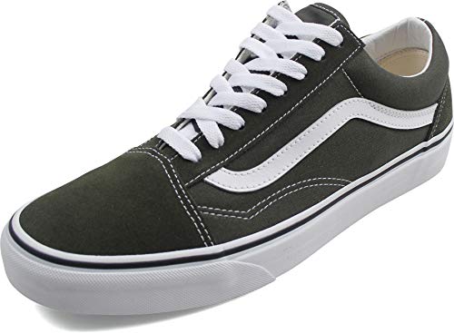 Vans Sapatos de skate Old Skool Verde floresta/Branco verdadeiro: Masculino 9, Verde floresta/branco