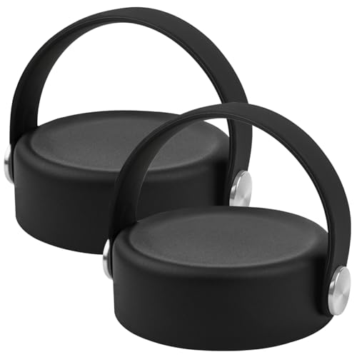 2 Pcs Replacement Lid Compatible with Hydro Flask 12 16 18 20 32 40 64oz Water Bottle, Lid Compatible with Hydro Flask and Other 2.44" Wide Mouth Bottles (Black)