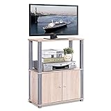COSTWAY TV Mesa Mueble Estante Soporte Televisor Salón Estantería Almacenamiento para CD Libros DVD (Natural)