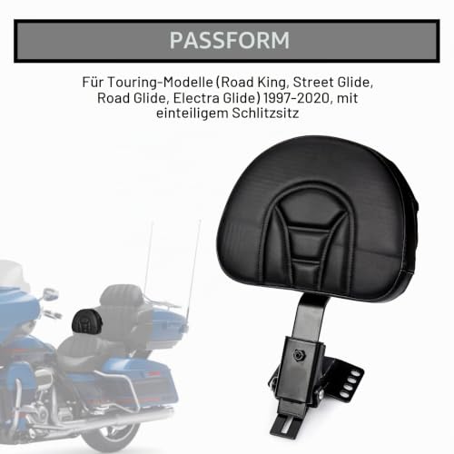 PSLER Plugin Fahrer Rückenlehne Für Touring Modelle 1997-2022, Verstellbares Fahrer-Rückenlehnen Polster Sissy Bar Mit Einer Geschlitzten Basis(Schwarz)