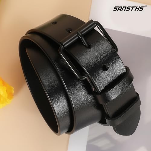 SANSTHS belts for women for Jeans Coats Dresses, Leather Belt Women with Classic Bronze Buckle3