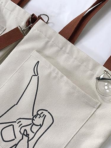 Image of Cotton Tote Bags for Women, College Bag for girls With Inner & Outer Pockets, Utility Tote bags for Shopping, Travel & Daily use