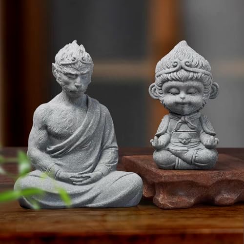 Estatua de Mono Rey Verde de Piedra para Escritorio miniatura 6