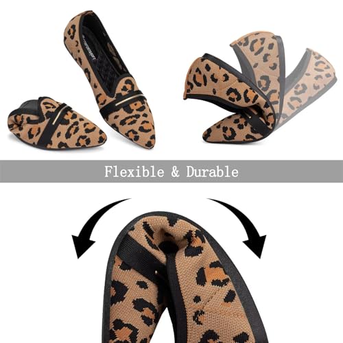 Image of Frank Mully Women's Casual Loafer Flats Slip On Loafer Shoes Comfortable Knit Flat Shoes Classics Pointy Toe Loafer Flats,for Work,Travel