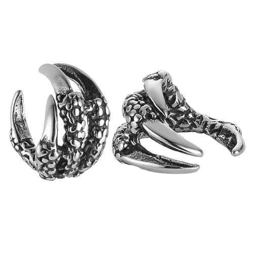 HZMAN Dragon Ear Cuff Earrings for Men Women Stainless Steel Gothic Punk No Piercing Dragon Claw Clip On Earring Cartilage Earring Jewelry Gift