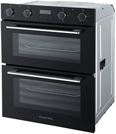 Russell Hobbs 72cm High, 60cm Wide, Black, 92L, Built Under, Electric Fan Double Oven, RH72DEO1001B - Free 2 Year Guarantee